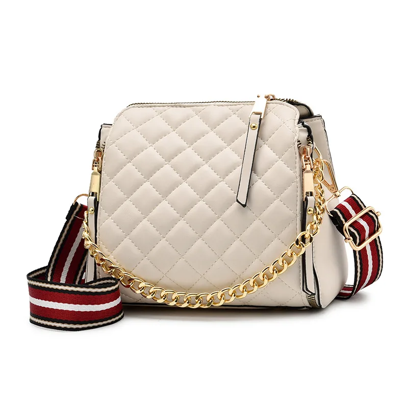 

LZYMSZ 2019 New Winter Small Elegant Bags Women Chain and Wide Strap Leather handbag crossbody shoulder handbags for women