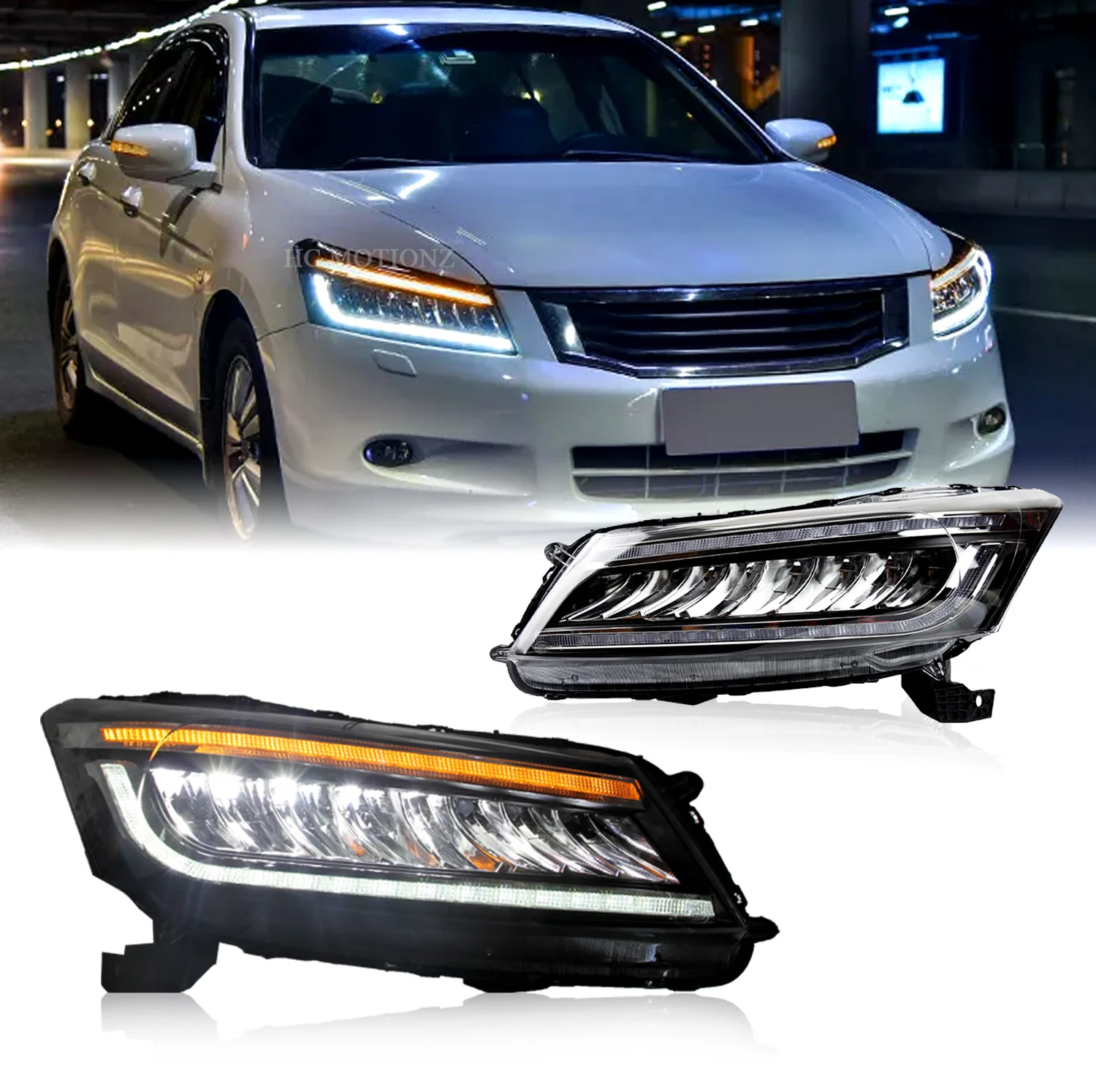 

HCMOTIONZ Factory Start up Animation Headlights 2008-2012 Support for US shipments FULL LED Head lights For Honda Accord