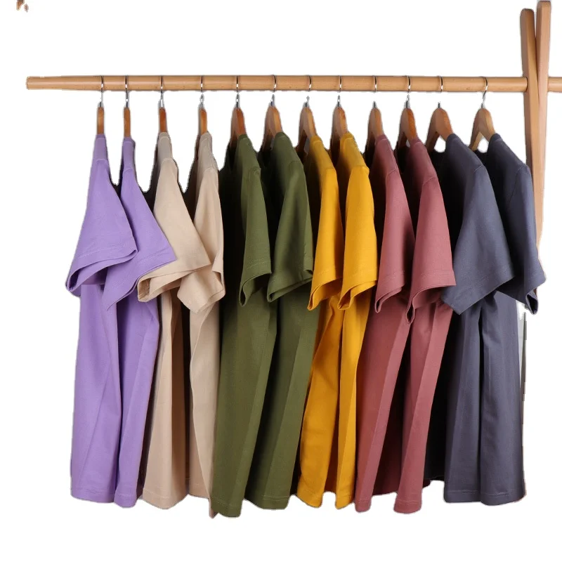 

OEM customized 100% cotton 230gsm drop-shoulder round neck tshirt Custom blank branded Custom logo printing plain men's t-shirts