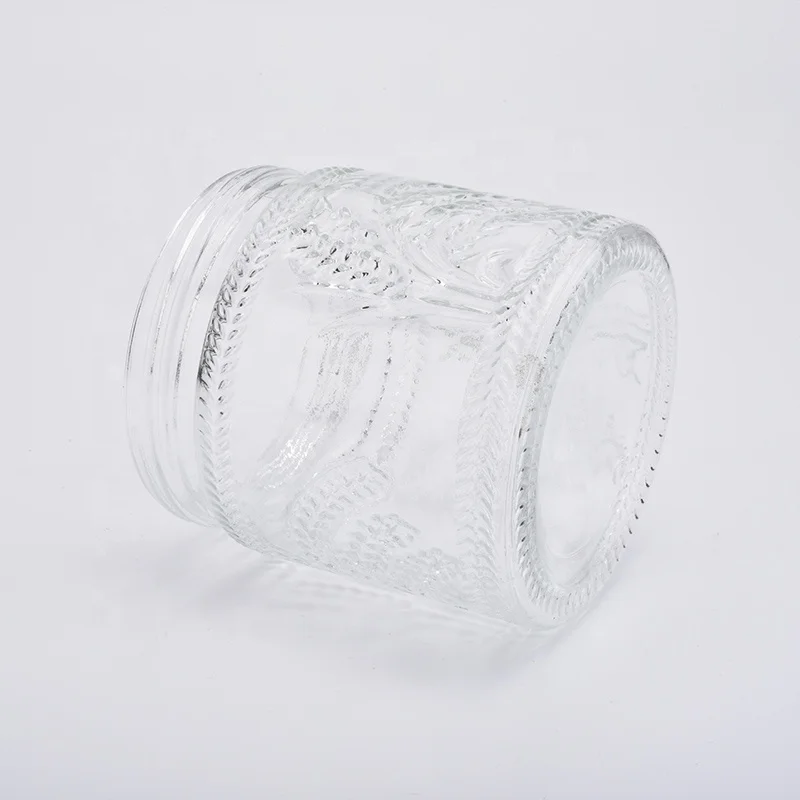 Empty crystal engraving candle container tealight glass candles vessel kitchen decoration wholesale