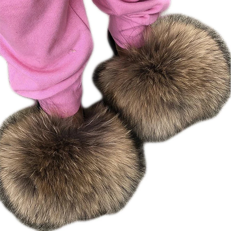 

Custom Slippers Slides Women Women Slippers Summer Customizable Raccoon Fur Fox Fur Sapateado Fox Fur Slides, 38 colours