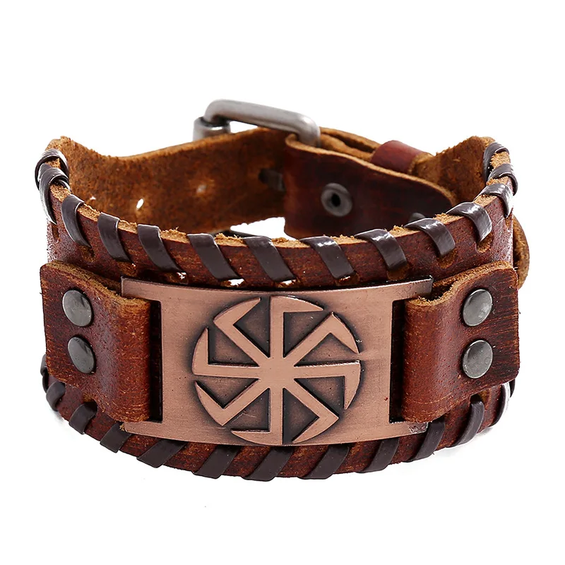 

2021 New punk handmade viking genuine leather wrap bracelet for man, Picture shows