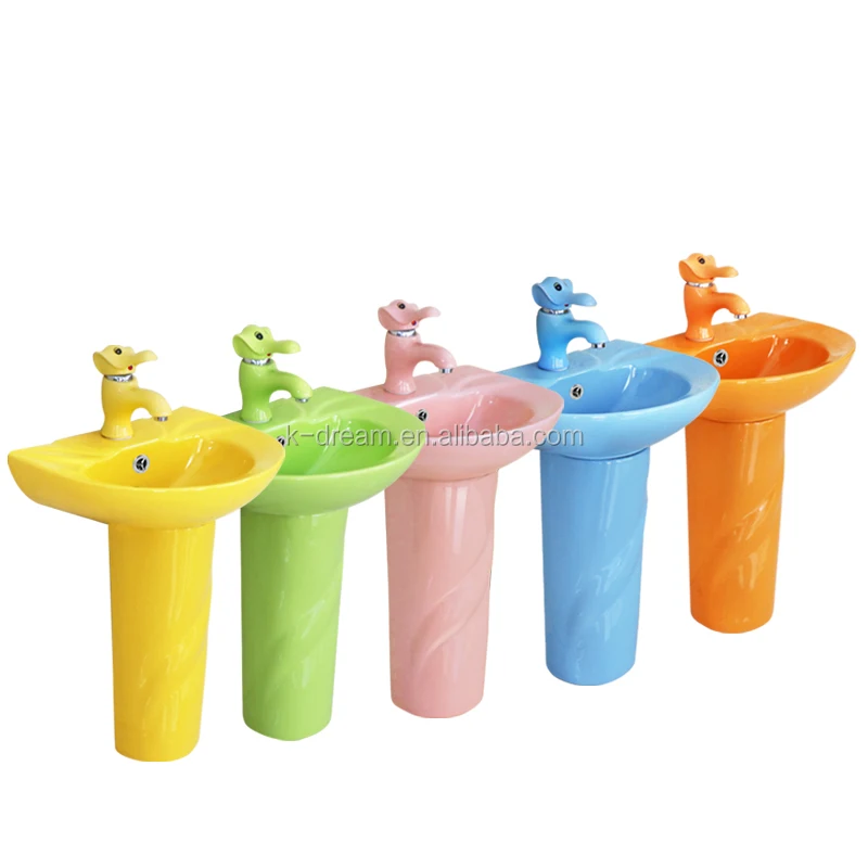 Kids Bathroom Sink Kd-25cpb Color Pedestal Basin Pink/yellow/blue/green/orange Basin - Buy Color ...