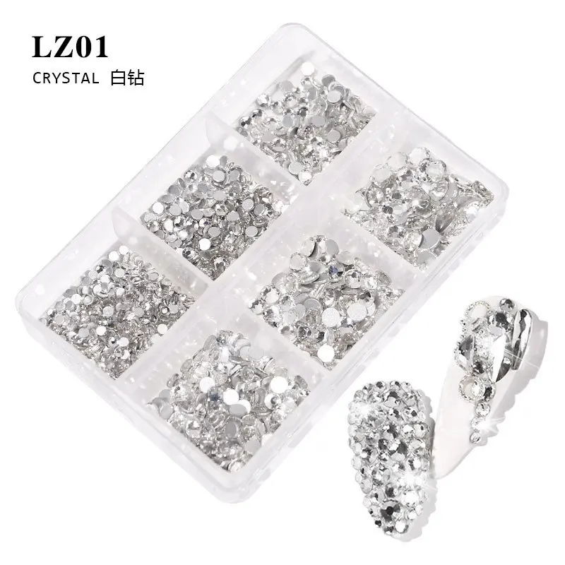 

TSZS ss6-ss20 Round Crystals AB Nail Rhinestones Glass Flatback stones 3D Nail Jewels Decoration