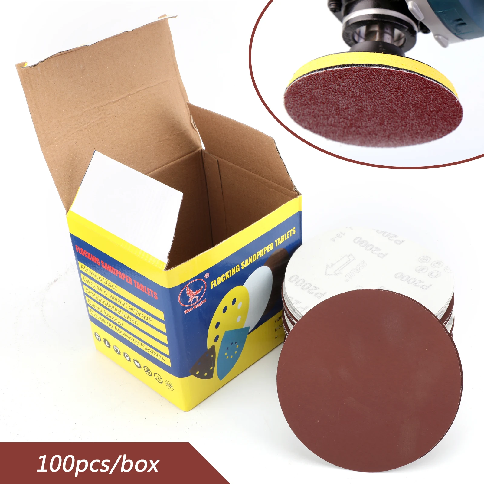 

Areyourshop New 2000 Grit 100PCS 6Inch DA Hook & Loop Sandpaper Sanding Discs Sand Sheet, As picture show