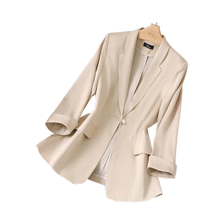 

RTS OEM Custom Fashion blazer 2021 beige 4XL Plus size Formal Work Wear Outwear Single Button Blazers and Coats for Women, Black coat