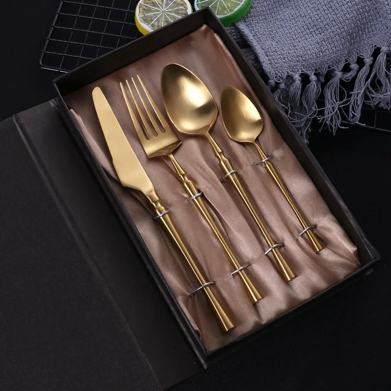 

Stainless steel spoon fork set cuttlery set with slim waist style handle, Gold / rose gold / rainbow / champagne / black / silver