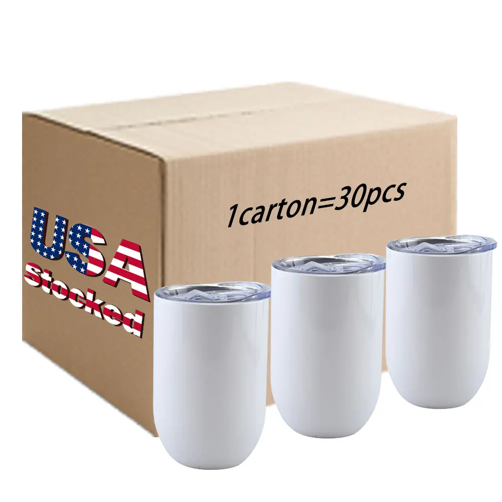 

USA Overseas Warehouses Free Shipping 12oz Stainless Steel Vacuum Insulation straight Sublimation blanks wine Tumbler