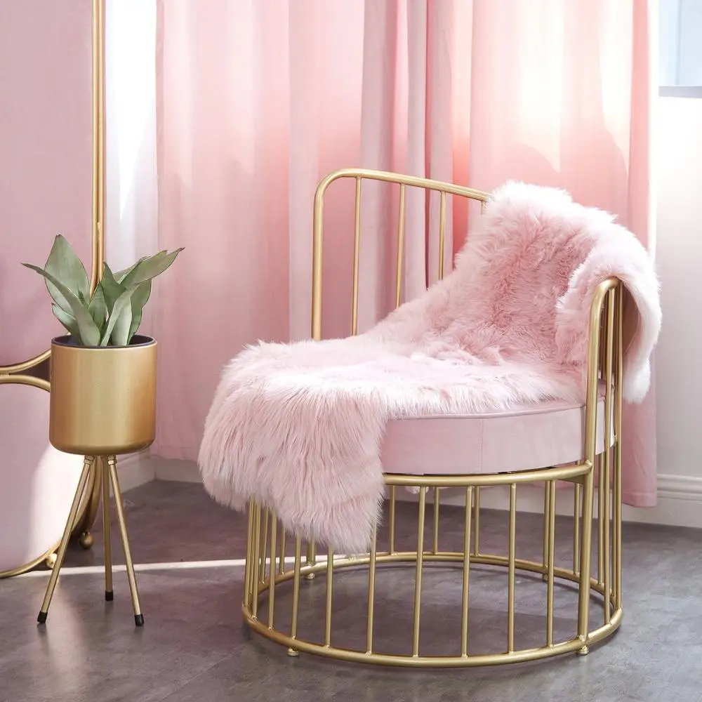 
Nordic Ins style modern hotel beauty salon golden light luxury iron art lounge sofa velvet hotel room sofa chair 