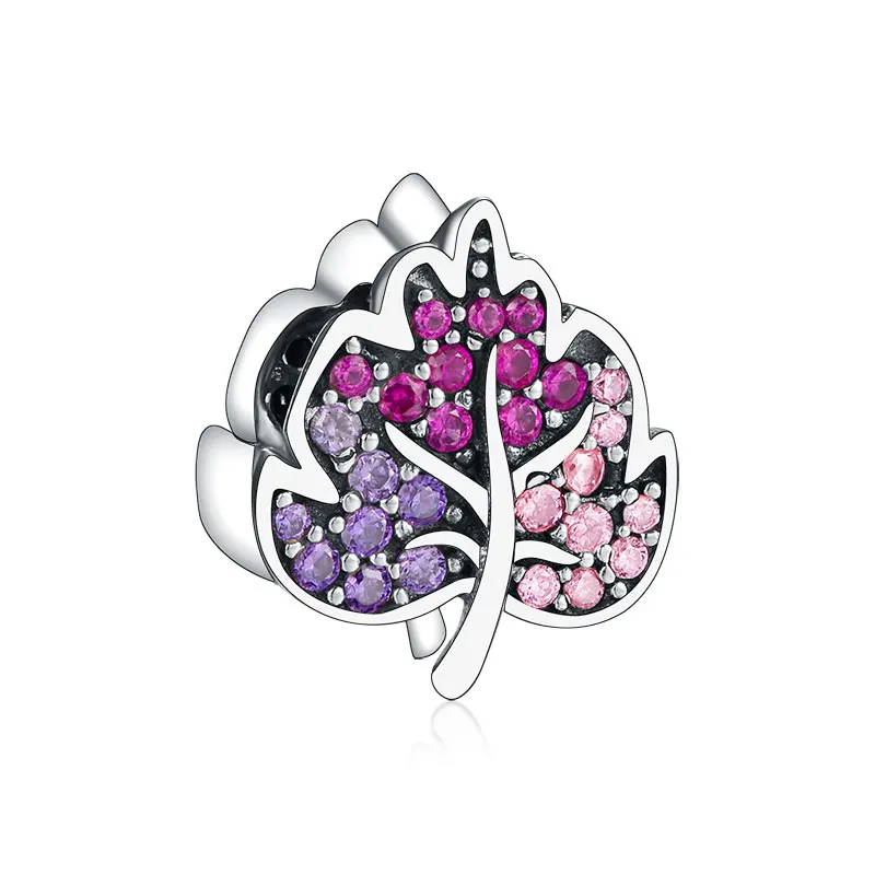 

Hot Sale Wholesale 925 Sterling Silver Sparkling Leaf Beads Heart Charm Fit Charms Bracelet Jewelry