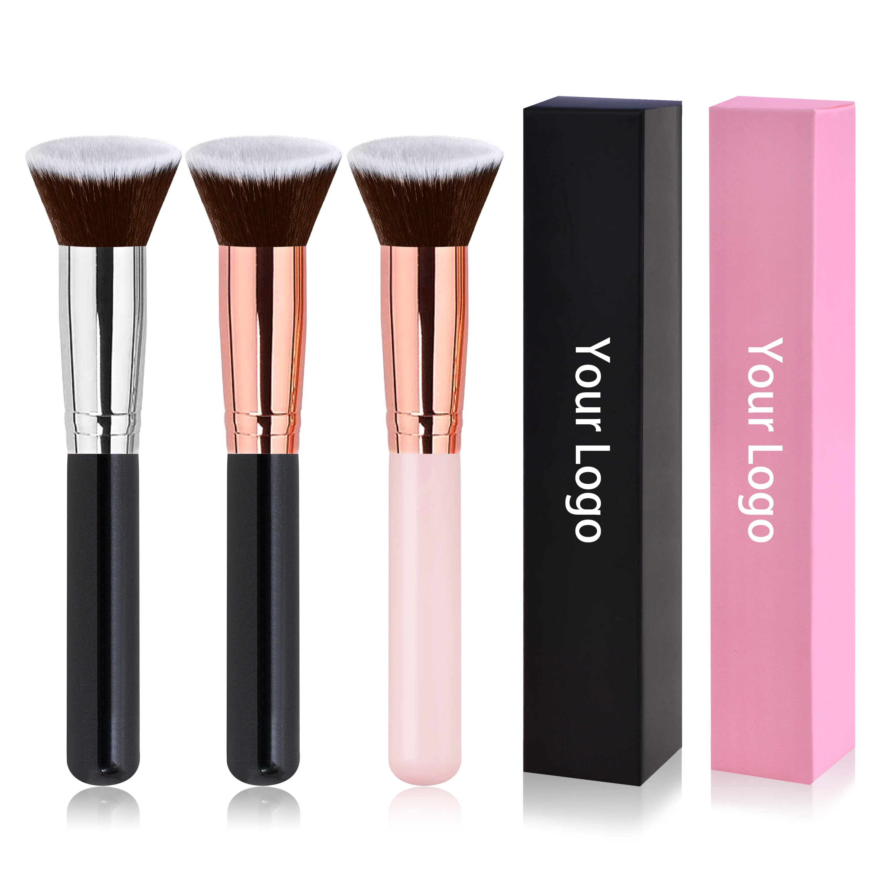 

e2016 Luxury makeup brush Flat Top Foundation Brush contour brush for Liquid Cream Powder Pro Quality Synthetic Dense Bristles, Pink