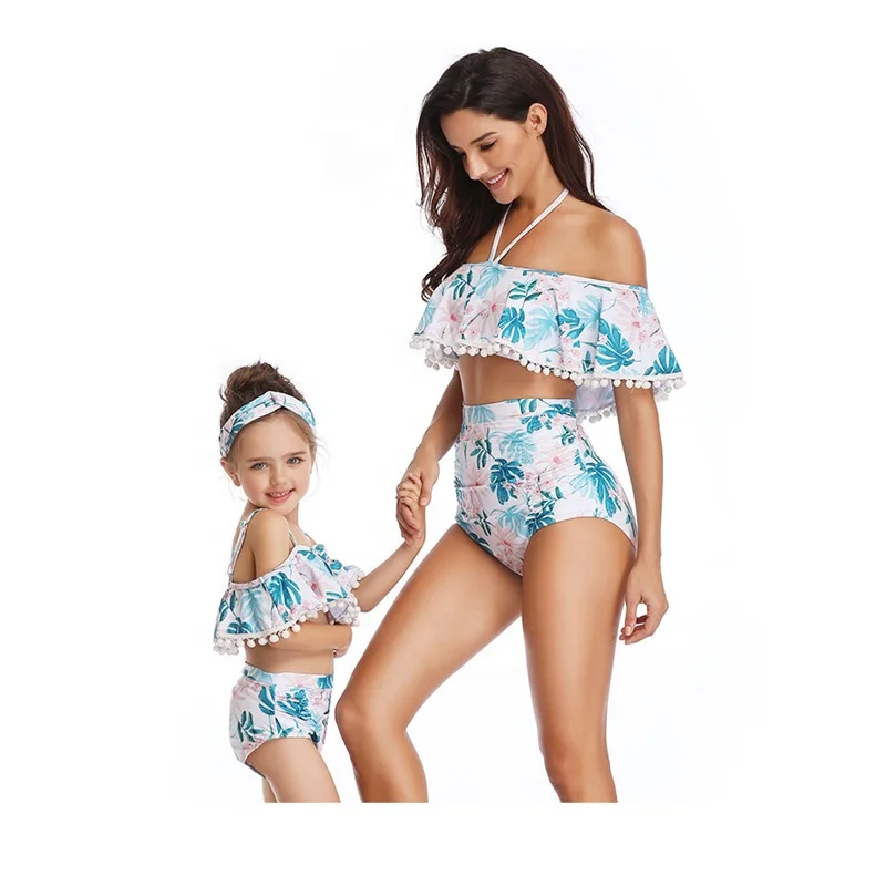 

Print Two Pieces Kids Swimwear Bikini Set Mommy And Me Swimwear, Multi-colored options