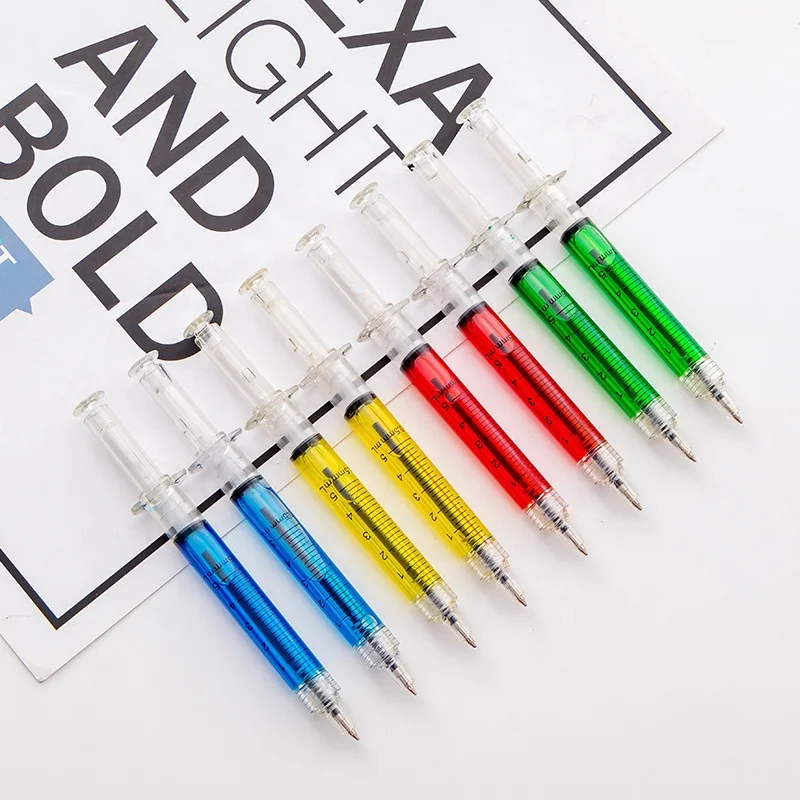 

Wholesale custom logo hospital gifts plastic syringe tools ball pen