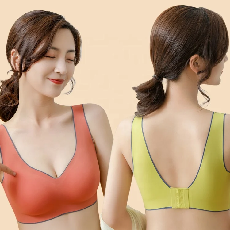

Back Closure Yoga Wear Wireless Padded Sports Bra Thailand Latex Seamless Women Bra, 6 colors