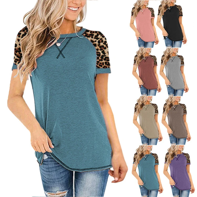 

2021 new arrivals 3XL 4XL 5XL leopard print oversized long t-shirt for women plus size casual women's t-shirts, Multi colors