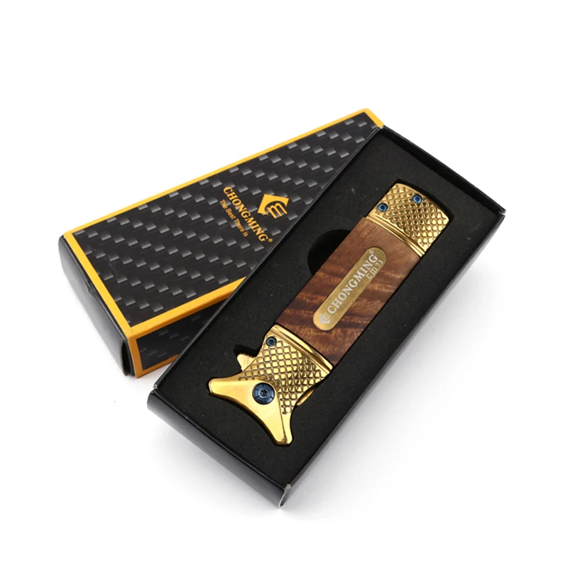 
New arrivals 2020 gold luxury business gift sets stainless steel wood tactical survival camping folding hunting pocket knife  (62261160079)