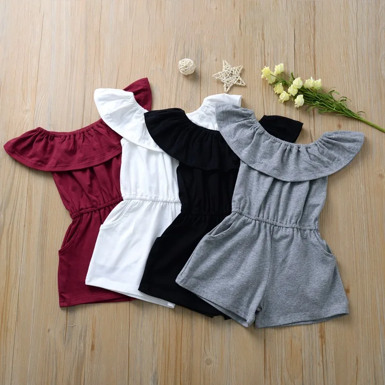 

1-4T Baby Sleeveless Corset Romper Solid summer short romper for girls MH1191