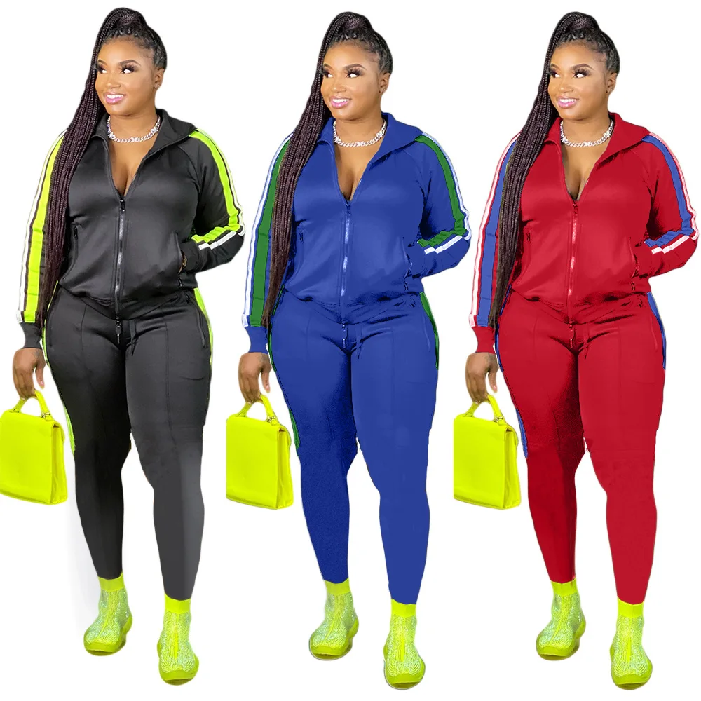 

Autumn New Style Two-piece Zipper Jacket And Trousers Set Plus Size Loose Fashion Fitness Set For Women, 7 colors in stock