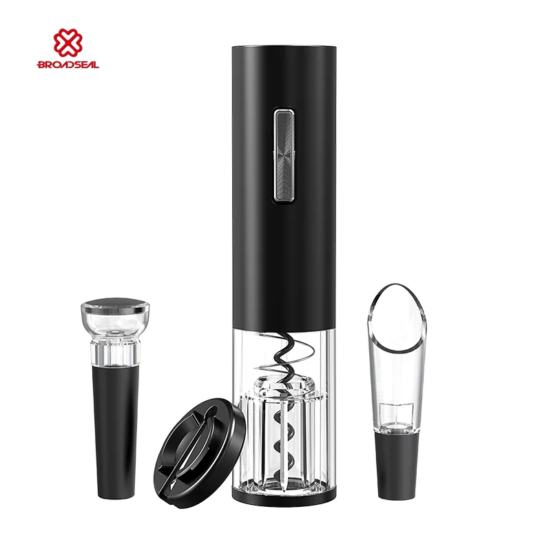 

USB Charging Electric Corkscrew Deluxe Rechargeable Electric Wine Bottle Opener Gift Set with Foil Cutter Aerator and Stopper, Black