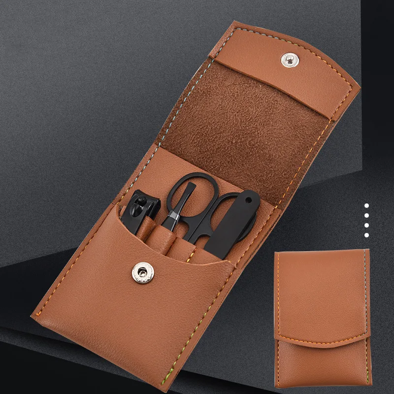 

4pcs Wholesale Top Quality Women Man Nail Beauty Tools Travel Manicure Set Black, Customized color