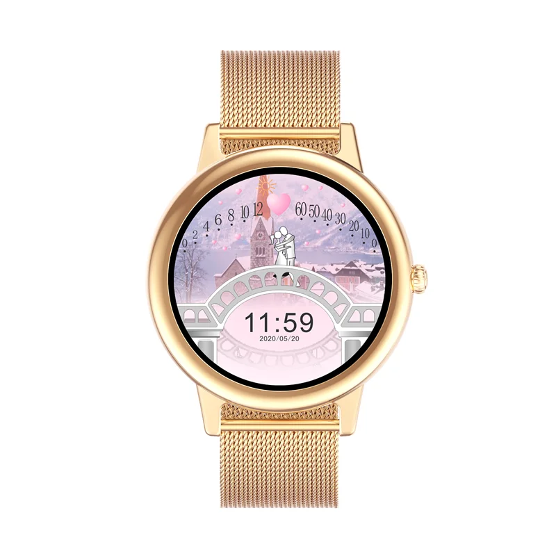 

IP67 Waterproof Newest Fashion Elegant Gold Fitness Health Womans E10 Lady Smart Watch With Steel Mesh Band