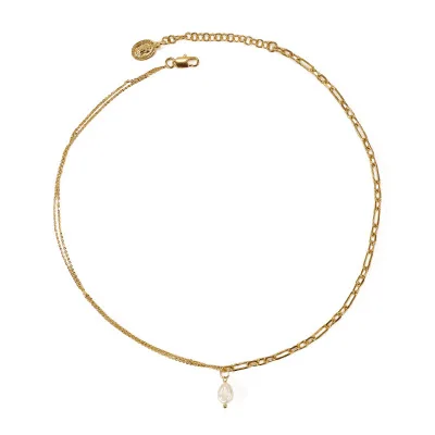 

Fashion Simple Design Necklace Jewelry Natural Pearl Pendant Necklace For Girls Brass Jewelry, Gold,silver