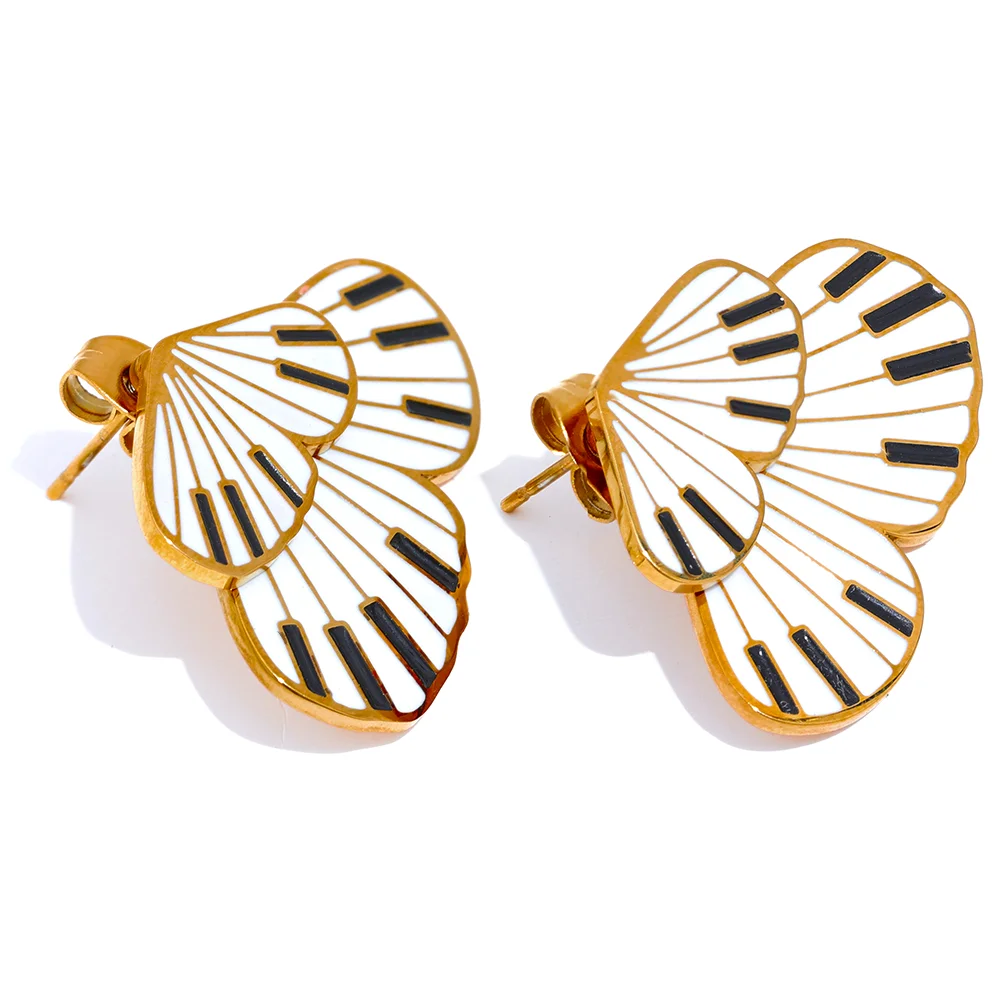 

JINYOU 620 Stainless Steel Butterfly White Black Enamel Fashion Stud Earrings for Women Exquisite Insect Metal Charm Jewelry