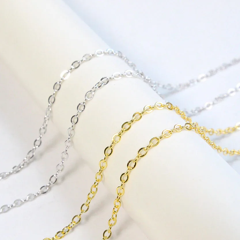 

Jewelry Handmade DIY Accessories Wholesale Bulk Price S925 Sterling Silver O 1.5*1.9 Mm Chain,plating Gold and White Gold Chains, 18 k gold and white gold