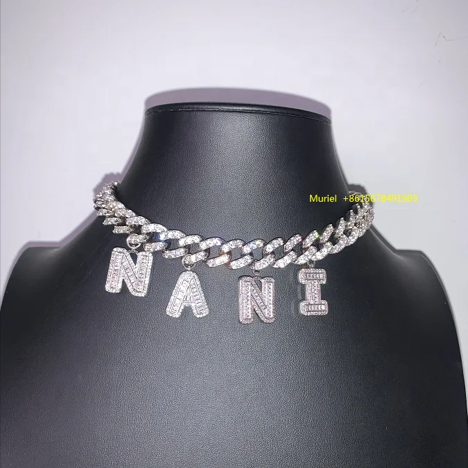 

Iced out jewelry cuban link chain diamond choker custom name necklace