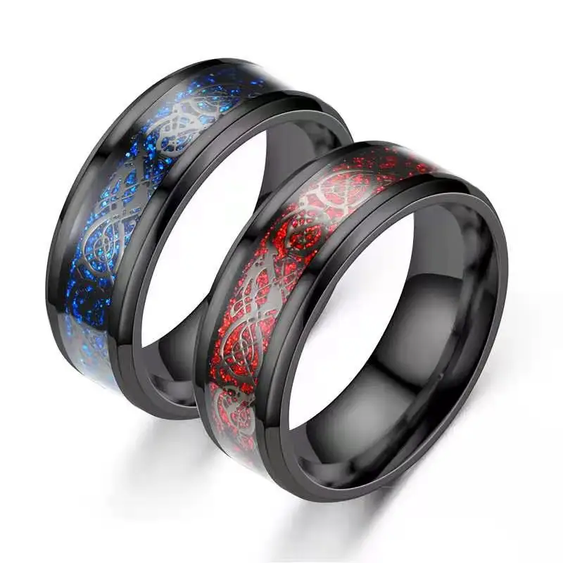 Personalized Fashion Titanium Steel Ring Dragon Pattern Stainless Steel Rings Jewelry For Men And Women