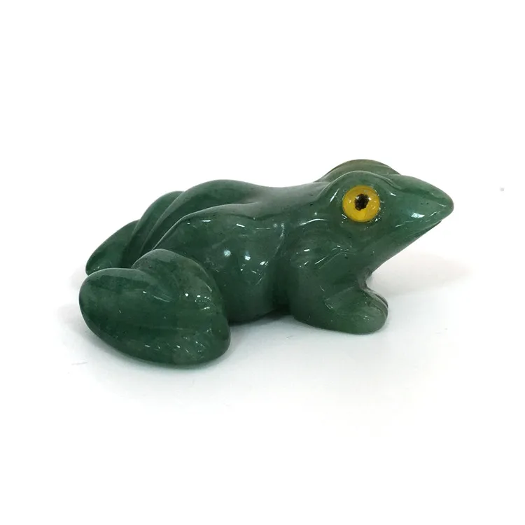 

Wholesale natural aventurine handcarved jade green crystal frog figurin