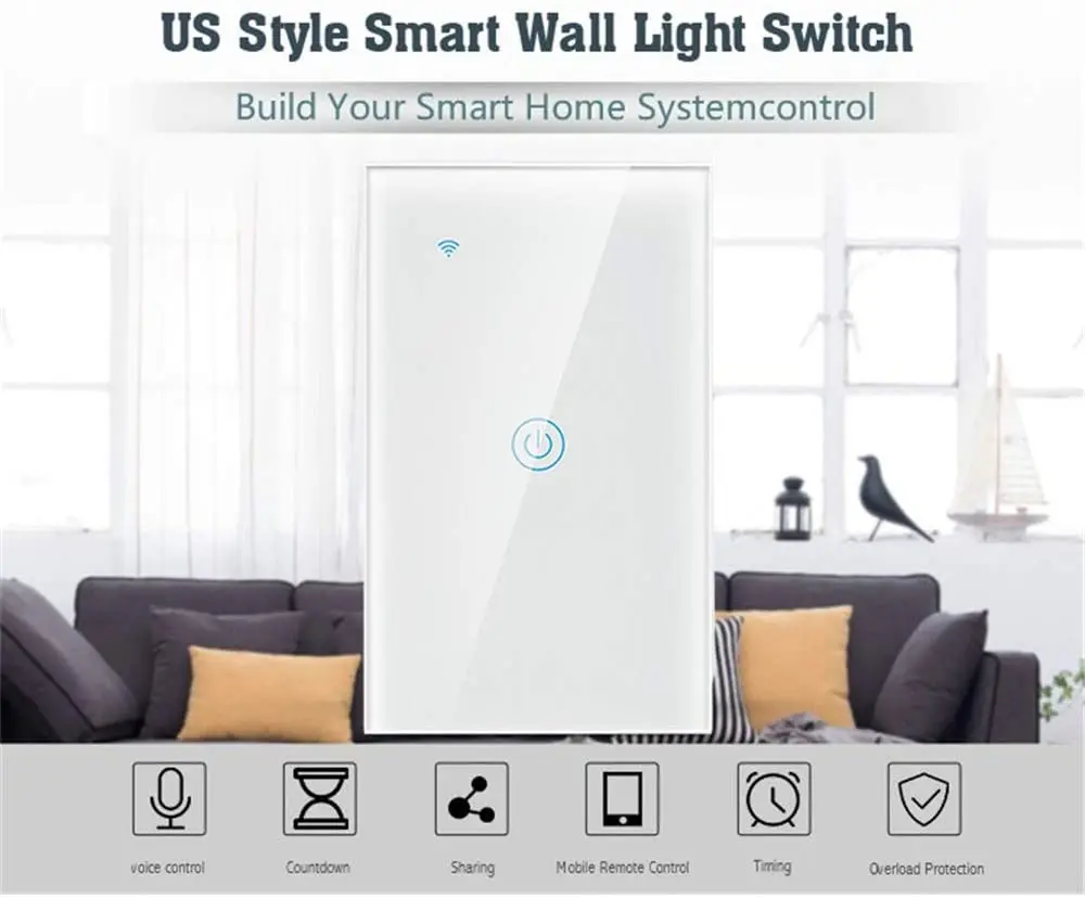 Smart Life 1 Gang 1 Way Smart Wireless Wifi Light Switch/Tuya Smart Touch Wall Switch - ANKUX.COM