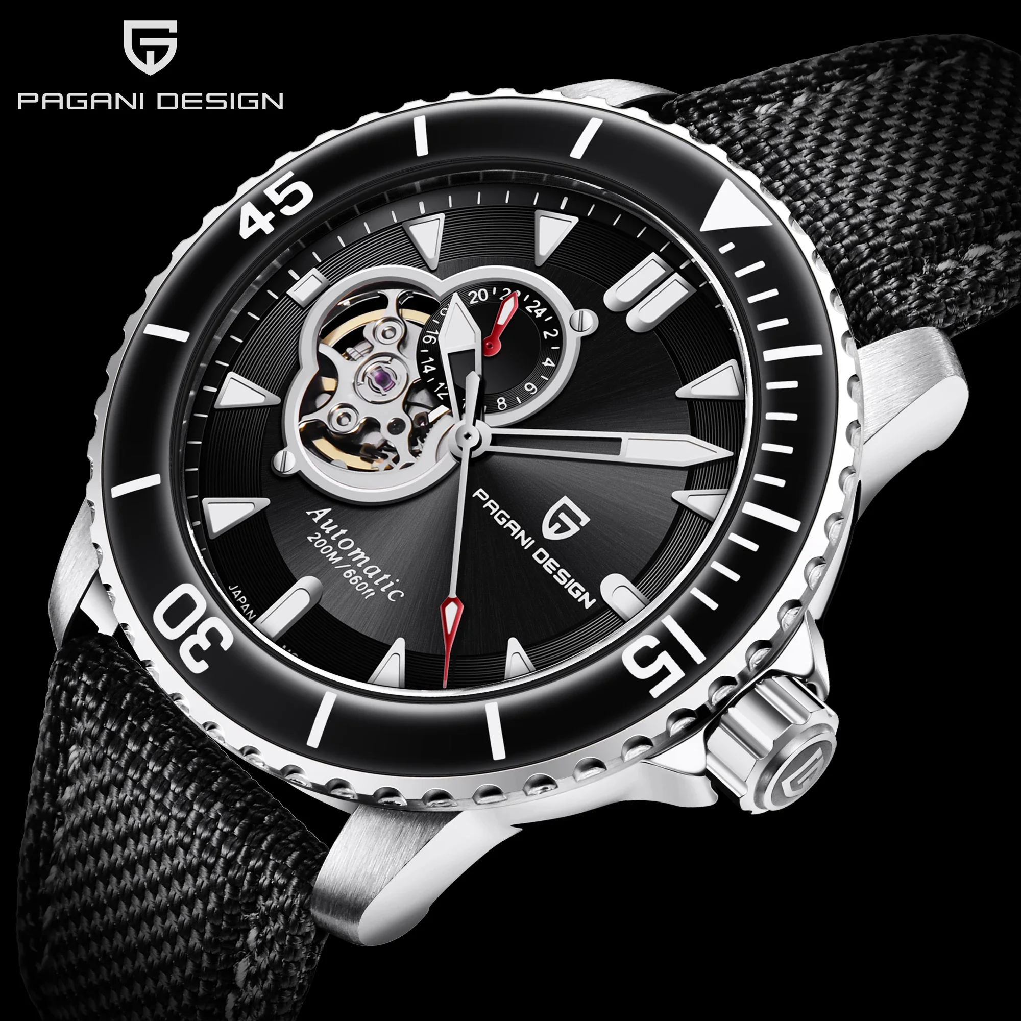 

2021 PAGANI DESIGN PD-1674 Men Luxury Military Wristwatch NH39 Automatic Mechanical Movt Stainless Steel Tourbillon Men Watches, Shown