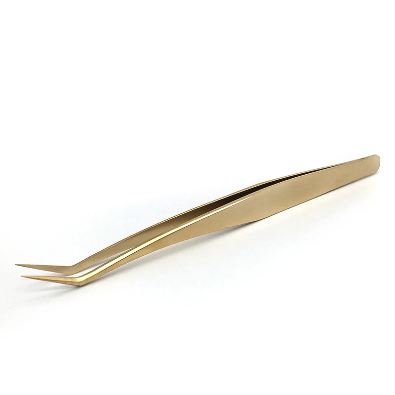 

Free shipping Professional Eyelash extensions Tweezers, Gold