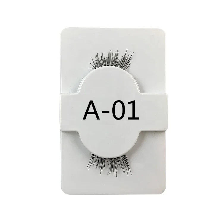 

Top Selling half strip Wholesale False Silk Lashes 100% Cruelty Free Clear Band Eyelashes, Natural black