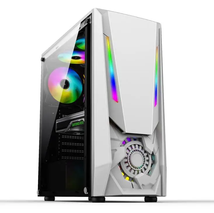 

Wholesale New Designed Custom Micro ATX Tempered Glass RGB Gaming Internet Cafe Computer PC Case, Black white