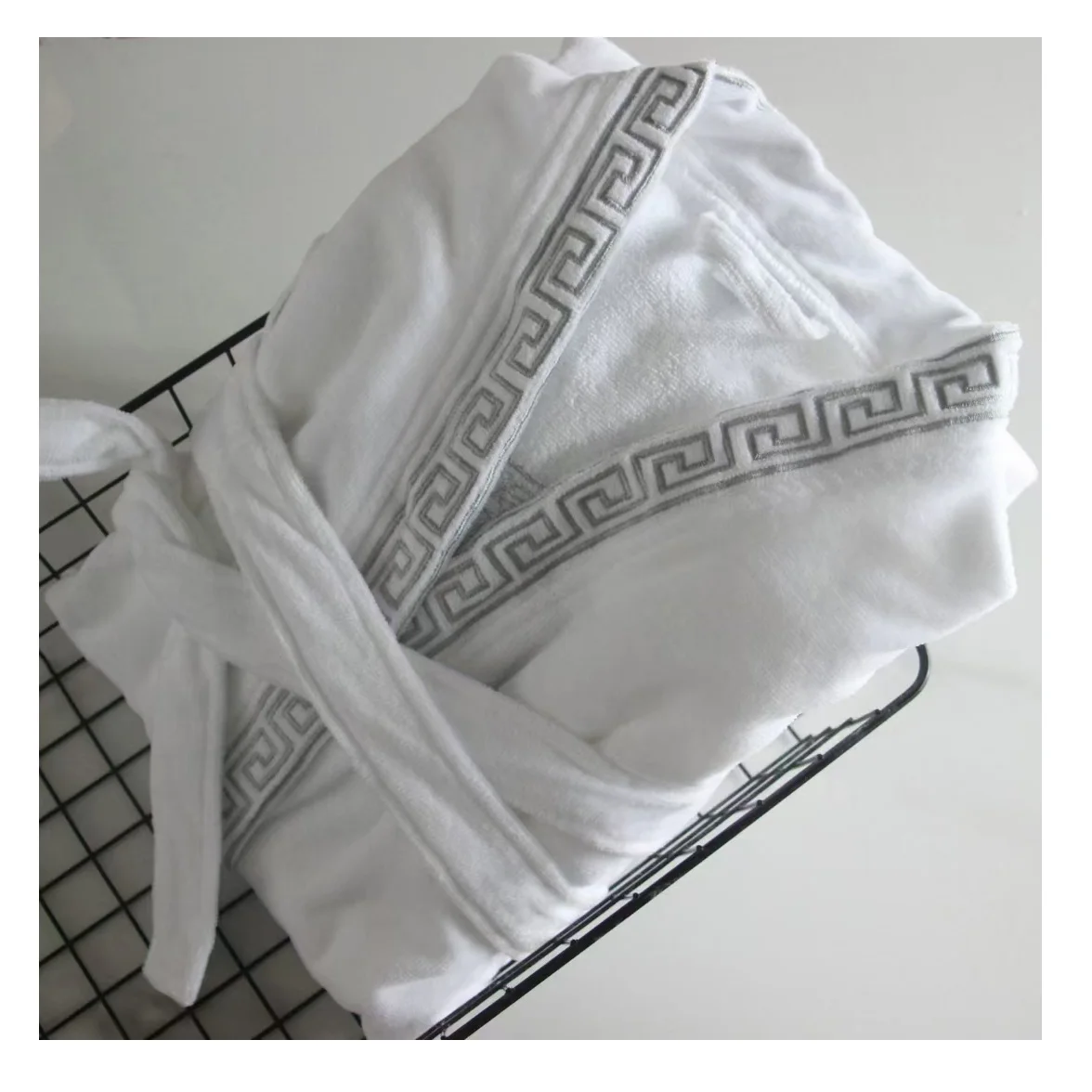 

Terry Towelling Bathrobe Luxury kimono 100% cotton white velour robe for hotel bathroom, White or others