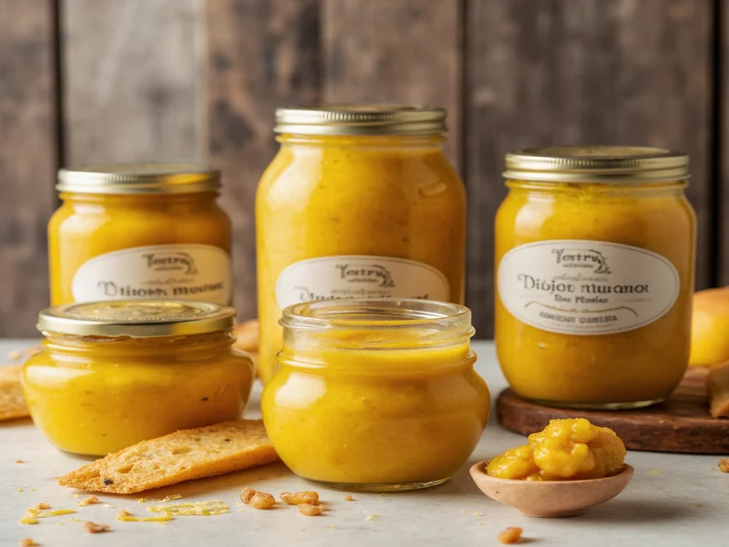 Three variations of homemade Dijon mustard in jars