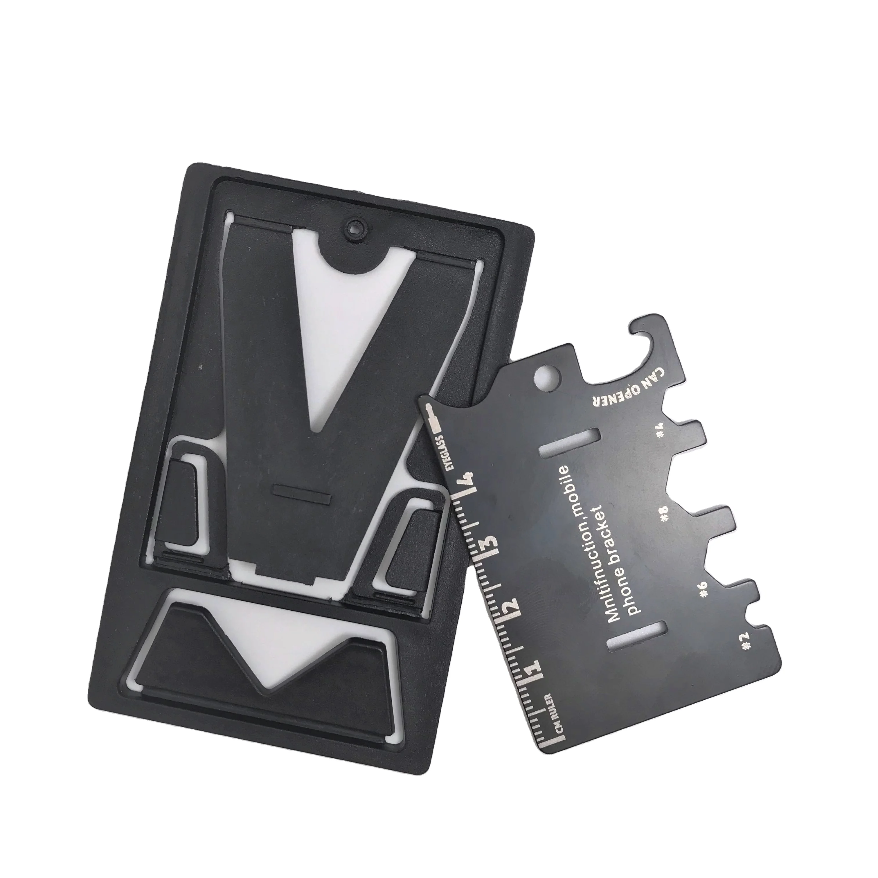 

Outdoor Survival Stainless Steel Pocket Keychain Multi Wallet Tool Card Set, Black