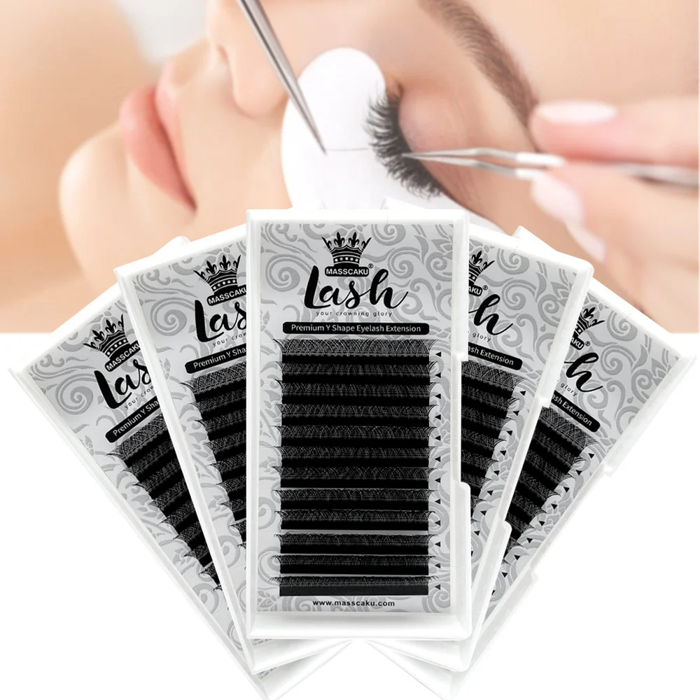 

MASSCAKU Y Eyelash Extension Supplier Hot selling Handmade YY lash, Deep matte black