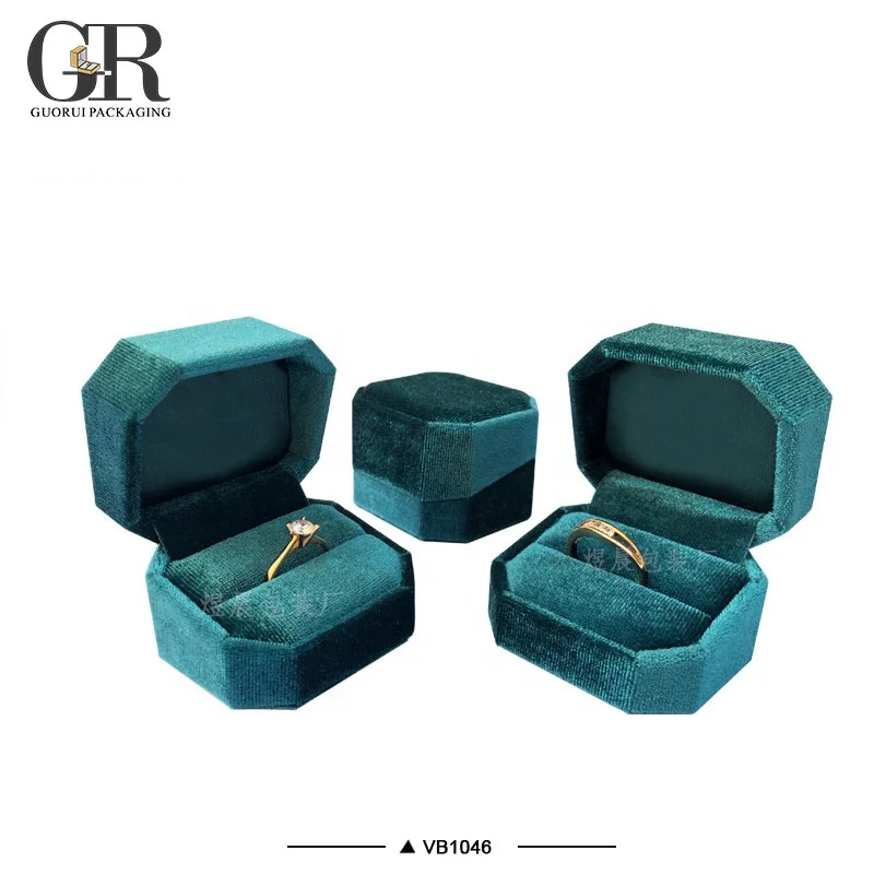 

GuoRui Jewelry gift box octagonal ring packaging display velvet ring box ring jewelry box, Customized