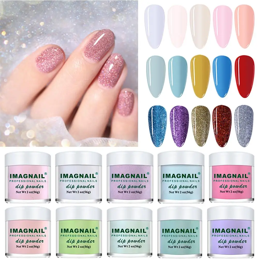 

IMAGNAIL 1OZ 40 Colors Pure Glitter Nail Dipping Powder Acrylic Powder, 28g/56g