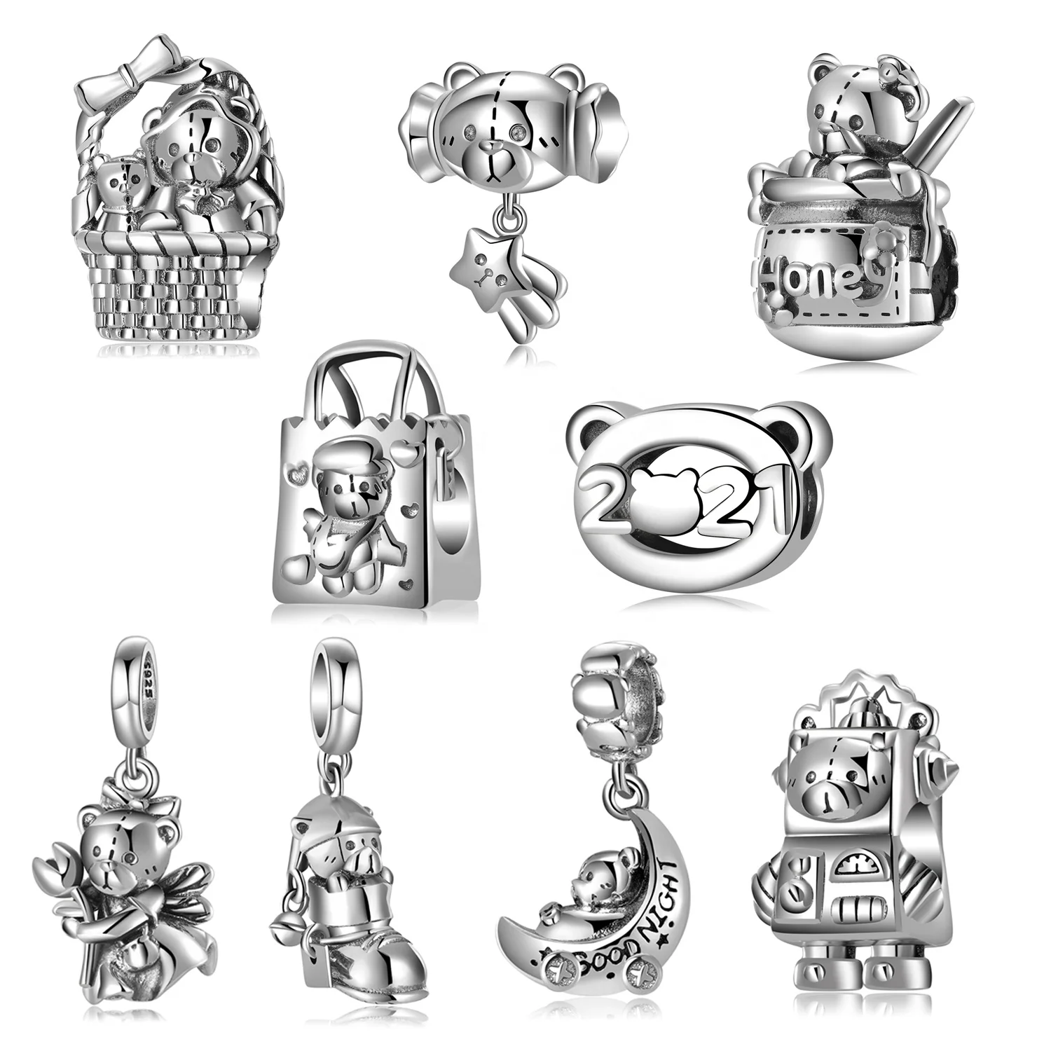 

Designer charms 925 sterling sliver Cute Bear series Fine Charm Pendant Fit Original Women beads Bracelet Necklace Jewelry