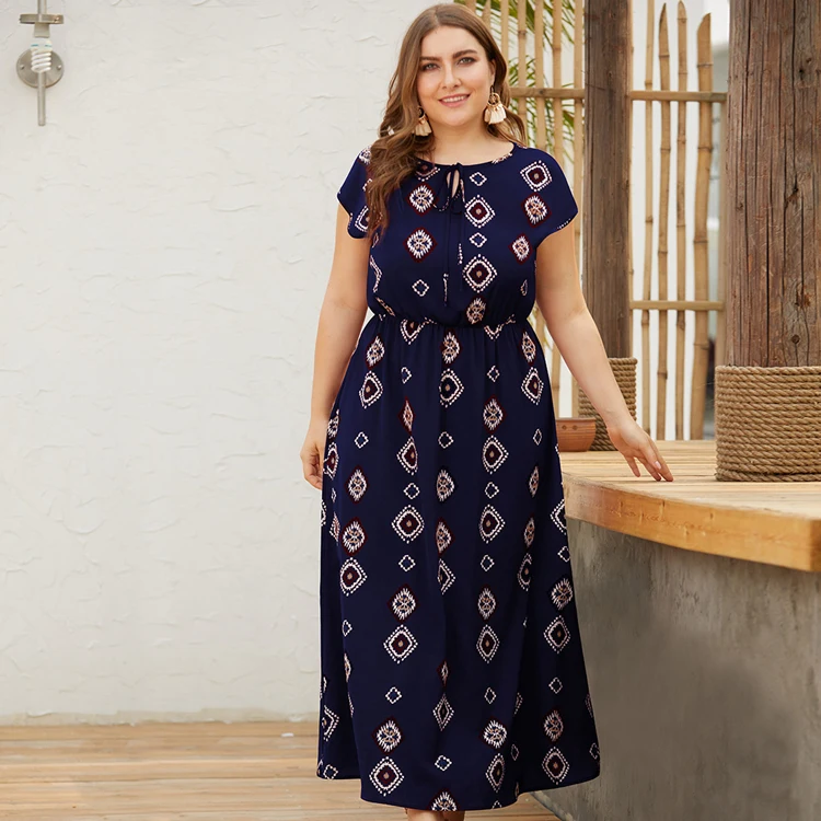 

Plus Size Women Clothing Dress Fat Women O-Neck Plus Size Dresses