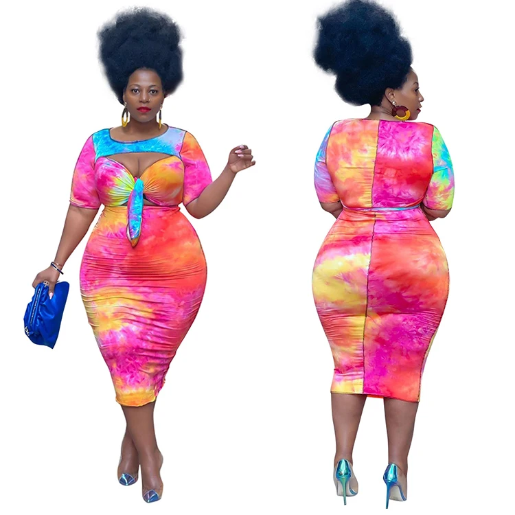 

J21S6058 Tie Dye Women Skirts And Blouse 2 Piece Set Women Plus Size Summer 2021