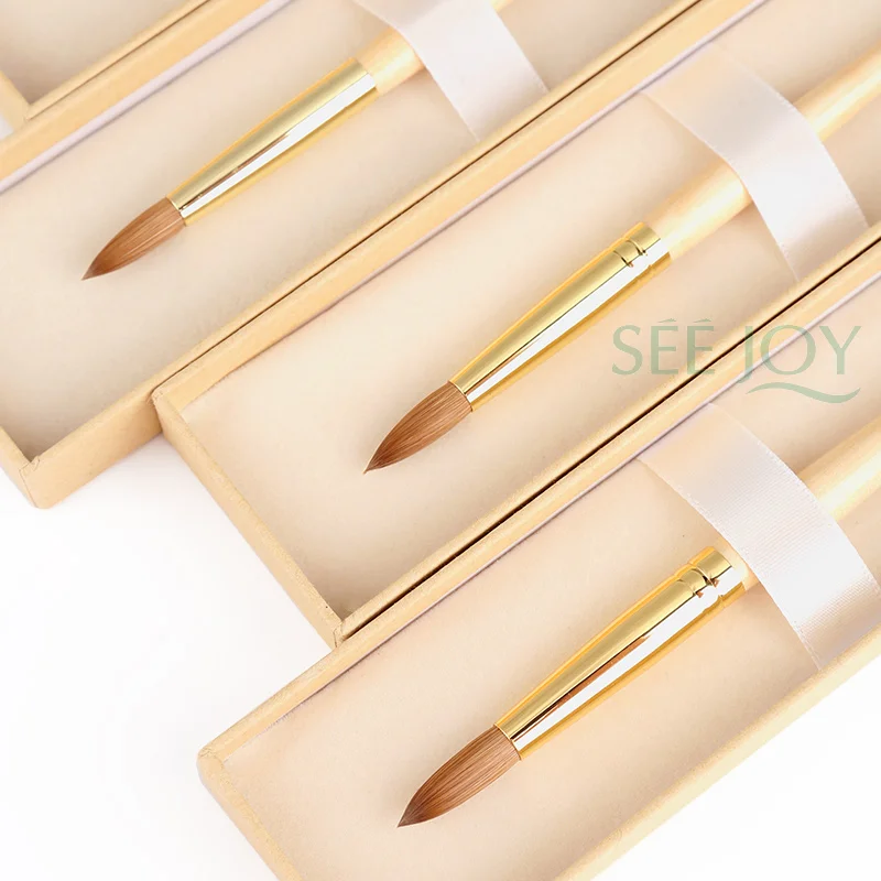 

New Nail Product 2022 SeeJoy Golden Handle Acrylic Brush Kolinsky Nail Brush Acrylic Kolinsky Acrylic Brushes 8 10 12 14 16