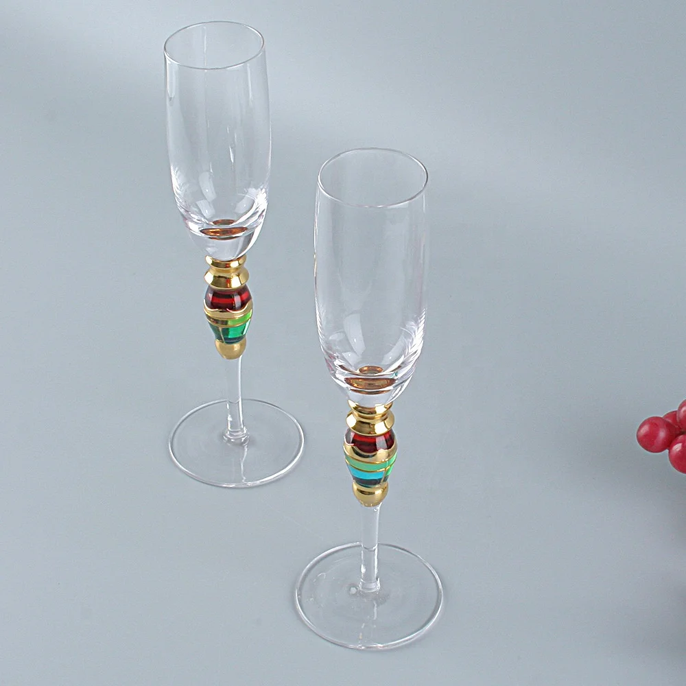 

New designs champagne glass red wine glass enamel crystal glass goblet, Customized colors acceptable