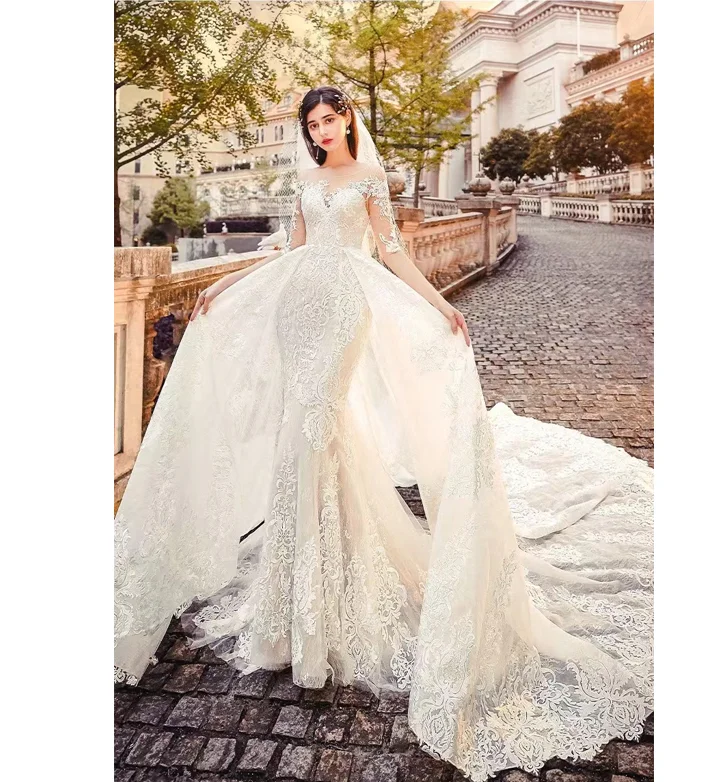 

Mermaid Wedding Dress 2022 new lace V-neck slim bridal dress