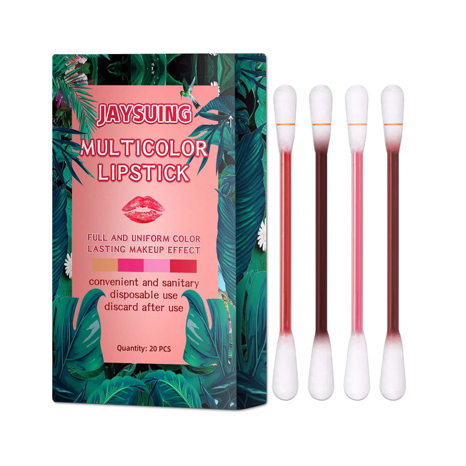 

Jaysuing Women's long lasting lip gloss cotton swabs matte cigarette case lipstick portable creative non-fading lip glaze