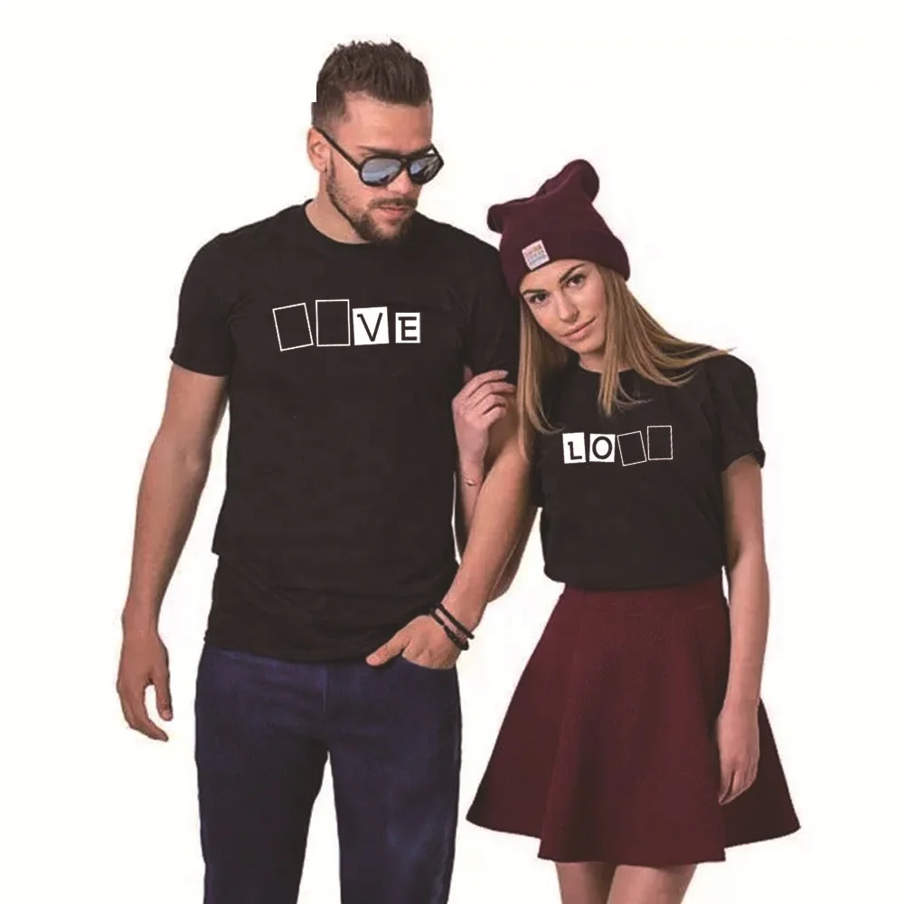 

ASSUN New Valentine's Day T-shirt for men and women with LOVE letter red printing loose T-shirt Report, White